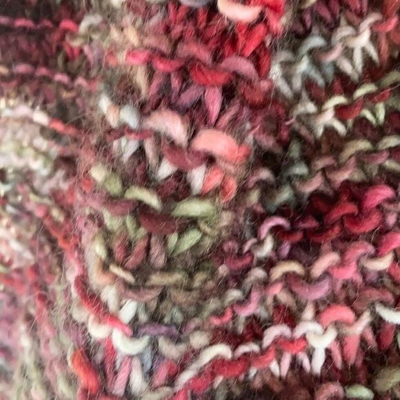 HAND CRAFTED Luxury yarn chunky knit scarf multi color wool plum orange fringe - Picture 13 of 16